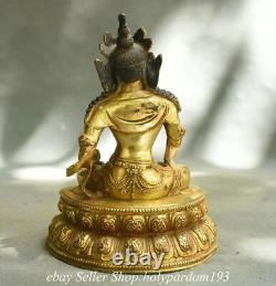 7.6 Ancienne statue de déesse Guan Yin en cuivre doré chinois