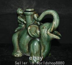 7.6 Antique Chanson Chinoise Dynasty Ru Kiln Porcelaine D'équitation Statue D'éléphant