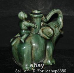 7.6 Antique Chanson Chinoise Dynasty Ru Kiln Porcelaine D'équitation Statue D'éléphant