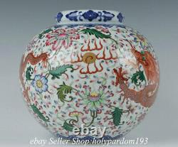 7.6 Qianlong Marqué Chinois Famille Porcelaine De Rose Pot De Fleur De Dragon