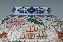 7.6 Qianlong Marqué Chinois Famille Porcelaine De Rose Pot De Fleur De Dragon