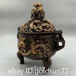 7 Rare Chinese antiques bronze gilt exquisite Animal pattern Incense burner
<br/> 	 
 <br/>7 Rares antiquités chinoises en bronze doré exquis Brûleur d'encens à motif animal