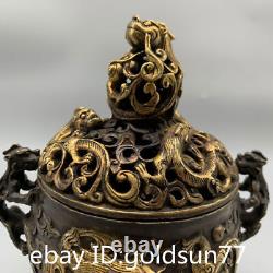 7 Rare Chinese antiques bronze gilt exquisite Animal pattern Incense burner<br/>
	<br/>	
7 Rares antiquités chinoises en bronze doré exquis Brûleur d'encens à motif animal