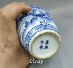 7'' Vieux Chinois Bleu Et Blanc Porcelaine Peint À La Main Paysager Pots De Pots