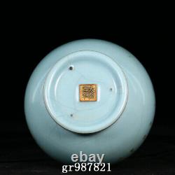 8.1 Chinese Antique Porcelaine Song Dynastie Ru Four Cyan Glaçure Ouverte Tranche Vase