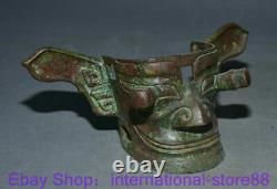 8.2 Antique Vieux Chinois De Bronze Dynasty Palace Sanxingdui Tête Masque Visage