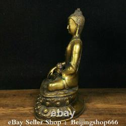 8.2 Old Chinen Bronze Gilt Inlay Gems Shakyamuni Amitabha Bouddha Statue