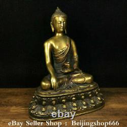 8.2 Old Chinen Bronze Gilt Inlay Gems Shakyamuni Amitabha Bouddha Statue