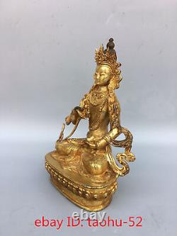 8.2 Rare antiquités chinoises tibétaines : Statue du Bouddha Vajrasari en bronze doré