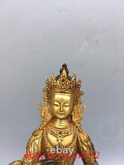 8.2 Rare antiquités chinoises tibétaines : Statue du Bouddha Vajrasari en bronze doré