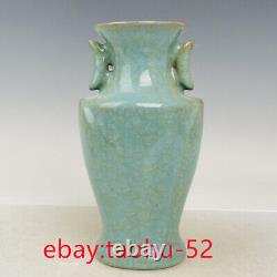 8.2vieille Porcelaine Chinoise Chant De La Dynastie Ru Kiln Buelol Vase Binaural