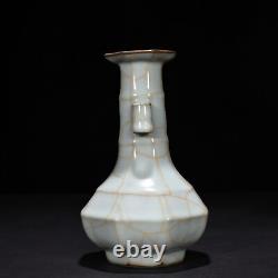 8.3 Chinese Song Dynastie Guan Four Porcelaine White Casse De Glace Huit Carrés Vase