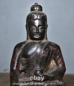 8.4 Ancienne statue de bouddha Shakyamuni Amitabha en bronze doré chinois