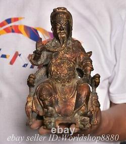 8.4 Ancienne statue en bronze doré chinois de la dynastie du général Guan Gong Yu