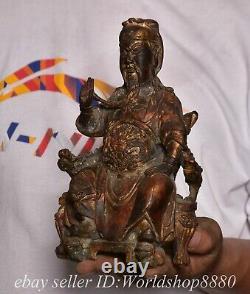 8.4 Ancienne statue en bronze doré chinois de la dynastie du général Guan Gong Yu