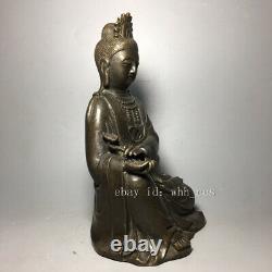 8.4 Antiquités chinoises en cuivre pur Statue assise de Guanyin faite à la main