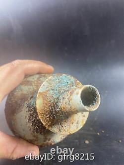 8.4 Porcelaine Ancienne Chinoise Song Shipwreck Salvage Cuivre Plaque De Rouille Bouche Vase