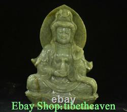 8.4 Vieux Chinois Naturel Émeraude Jadeite Feng Shui Guan Yin Déesse Vase Statue