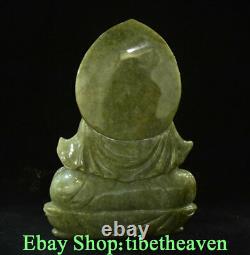 8.4 Vieux Chinois Naturel Émeraude Jadeite Feng Shui Guan Yin Déesse Vase Statue