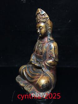 8.6 Anciennes antiquités chinoises en cuivre pur faites à la main Statue de Bouddha Guanyin Bodhisattva