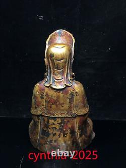 8.6 Anciennes antiquités chinoises en cuivre pur faites à la main Statue de Bouddha Guanyin Bodhisattva