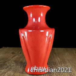 8.7 Porcelaine D'antiquités Chinoise Song Dynasty Offcial Kiln Marque Bouteille De Glaçure Rouge