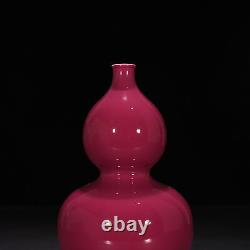 8,7 Vase en porcelaine antique chinoise, dynastie Qing, marque Yongzheng, émaillage rouge en forme de courge.