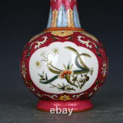 8.7 Vieille Porcelaine Chinoise Qing Dynastie Qianlong Marque Famille Rose Lucidum Vase