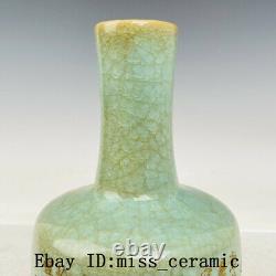 8.7 Vieux Chinois Porcelaine Chanson Dynastie Ru Four Doré Bleu Glaçure Ouvert Tranche Vase