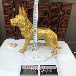 8.8 Antiquités chinoises en cuivre pur Statue Chanceux de Lévrier Décoration