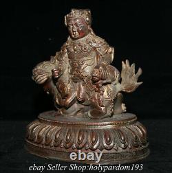 8.8 Collection de vieille statue en bronze chinoise de Bouddha montant une bête