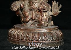 8.8 Collection de vieille statue en bronze chinoise de Bouddha montant une bête