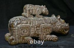 8.8 Old Chinese Han Dynasty Hetian Jade Carved Beast Zun Lids Bateau À Boire