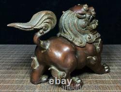 8 Ancienne dynastie chinoise Bronze Feng Shui Dragon Lion Brûleur d'encens Censer