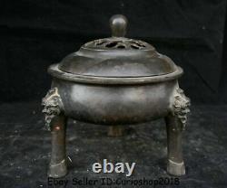 8 Antique Vieux Chinois De La Dynastie De Bronze Bête Tête Jambes Encens Burner Censeur