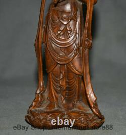 8 Vieux Chinois Chine Boxwood Carving Stand Kwan-yin Guan Yin Goddess Sculpture