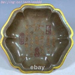 8 anciennes assiettes en porcelaine Ru kiln de la dynastie Song avec inscriptions de poésie