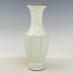 9.1 Vieux Porcelaine Chinois Song Dynastie Guan Kiln Musée Marque Blanc Glaçure Vase