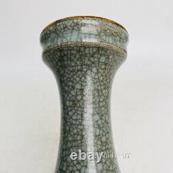 9.2 Antiquités Chinoises Ru Kiln Porcelaine Gravé Poème Vase Avec Jinkou