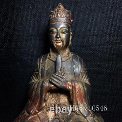 9.2 Antiquités chinoises Cuivre pur statue de Bouddha méditant Chenghuangye