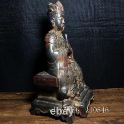 9.2 Antiquités chinoises Cuivre pur statue de Bouddha méditant Chenghuangye