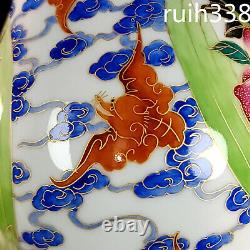 9.2 Vieux Chinois Qianlong De Qing Dynasty Poudre Couleur Bouteille Modèle De Grue
