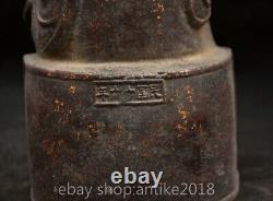 9.4 Ancienne sculpture chinoise en cuivre doré représentant des mots bouddhistes assis de personnes-bêtes