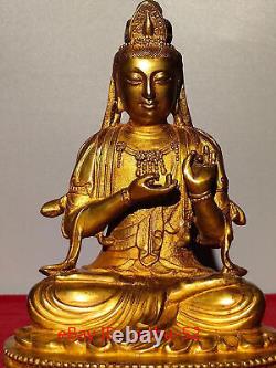 9.4 Ancienne statue en bronze doré de Guanyin Bodhisattva Bouddha antiquités chinoises