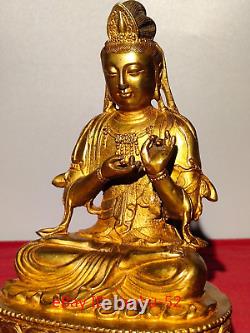 9.4 Ancienne statue en bronze doré de Guanyin Bodhisattva Bouddha de l'antiquité chinoise