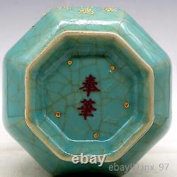 9.4 Antiquités Chinoises Porcelaine Song Ru Kiln Ice Cracked Pattern Bouteille D'oreille