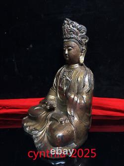 9.4 Antiquités chinoises rares Statue de Guanyin Bodhisattva Bouddha en cuivre pur doré.