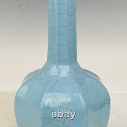 9.5 Vieux Chinois Porcelaine Chanson Dynastie Ru Kiln Musée Marque Bleu Fissure De Glace Vase