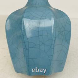 9.5 Vieux Chinois Porcelaine Chanson Dynastie Ru Kiln Musée Marque Bleu Fissure De Glace Vase