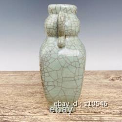 9.6 Antiquités Chinoises Official Kiln Porcelaine Contour En Or Poème Gravé Vase